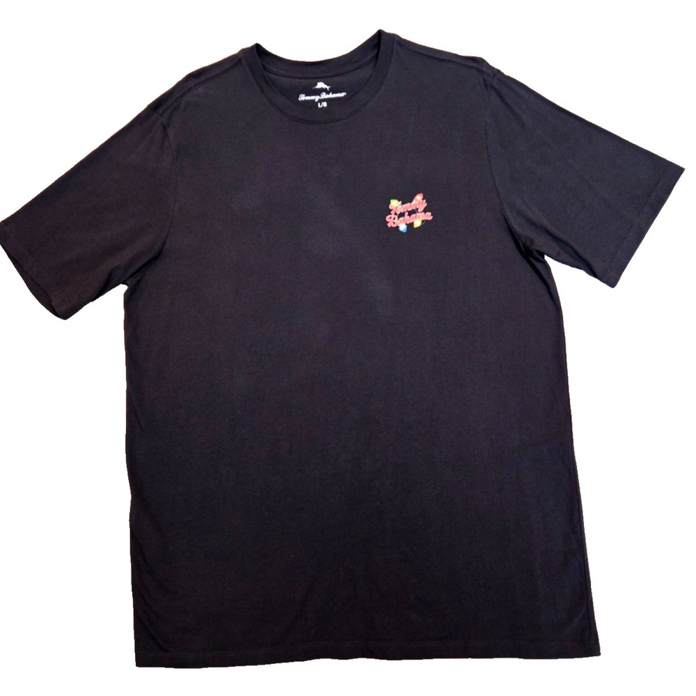 Tommy Bahama "Very Merry‎ Mary" Short Sleeve T-Shirt Men's Large Black NWOT